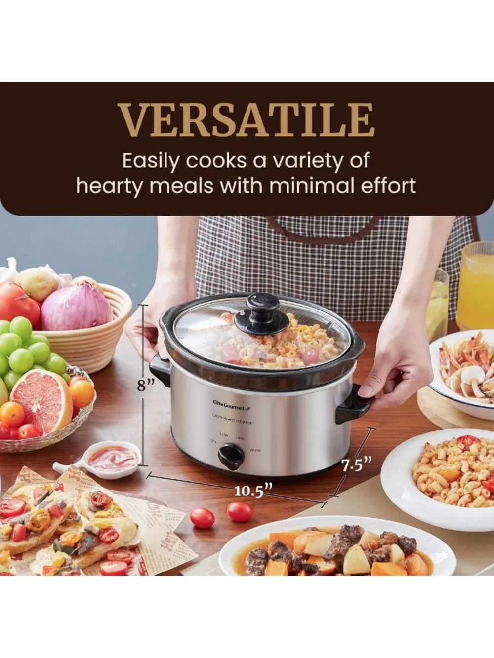 2 Quart Electric Slow Cooker with Adjustable Temp - Perfect for Stews, Sauces